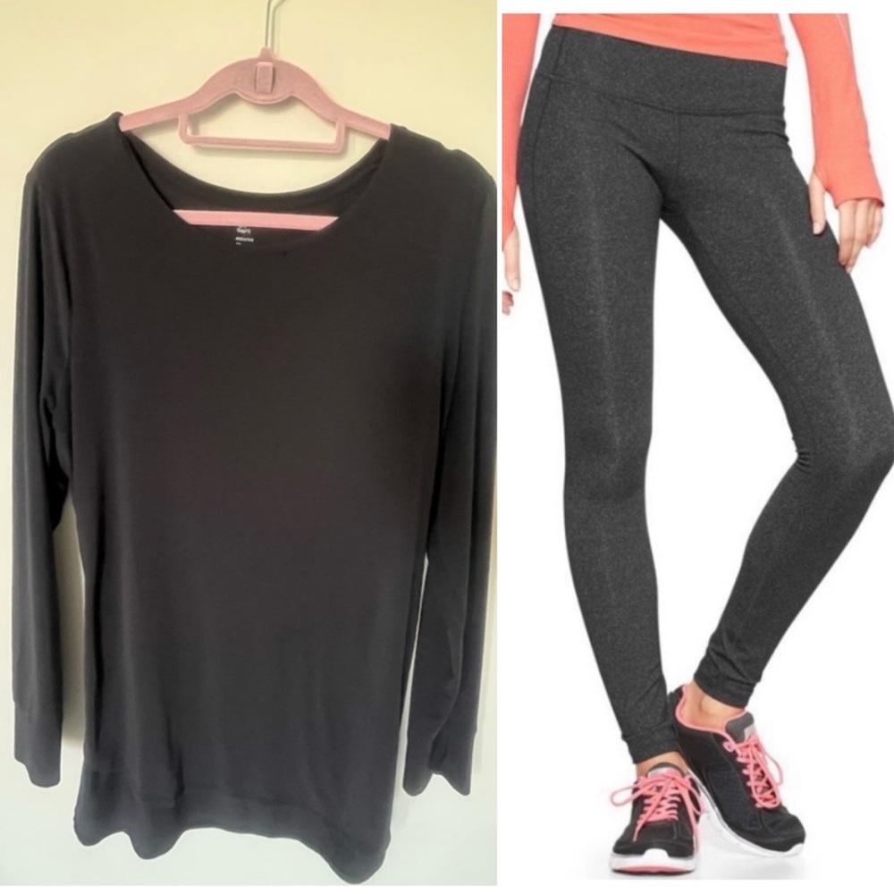GAP XL Bundle: XL Grey Leggings + XL Black Long Sleeve Top
